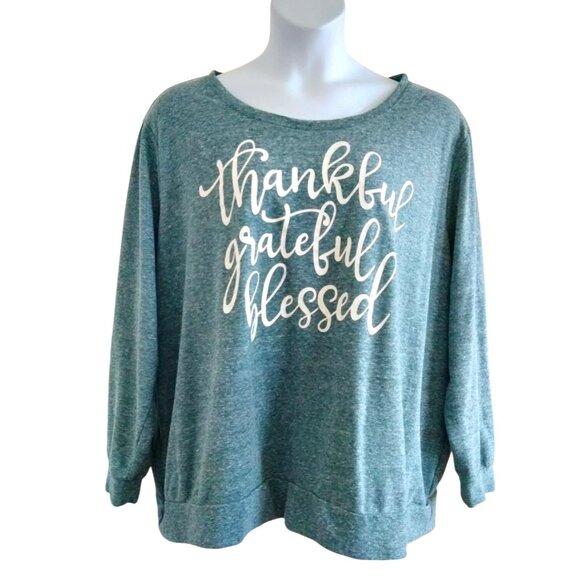 Holiday Time Plus Size 3X Sweatshirt Pullover Thankful Grateful Blessed - Picture 2 of 9